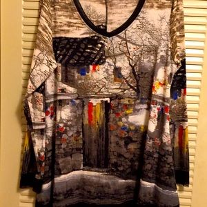 Woman’s XXL V Neck Tunic Abstract Graphic Print